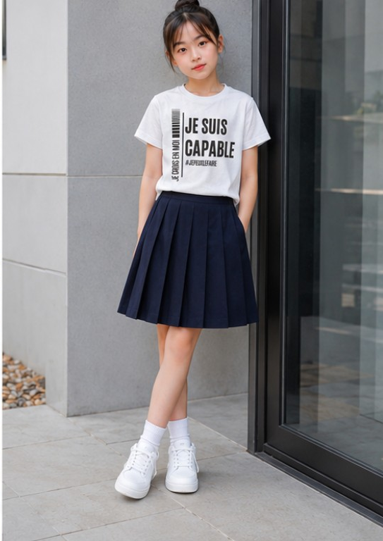 T-shirt enfant inspirant « Je suis capable » porté par une enfant