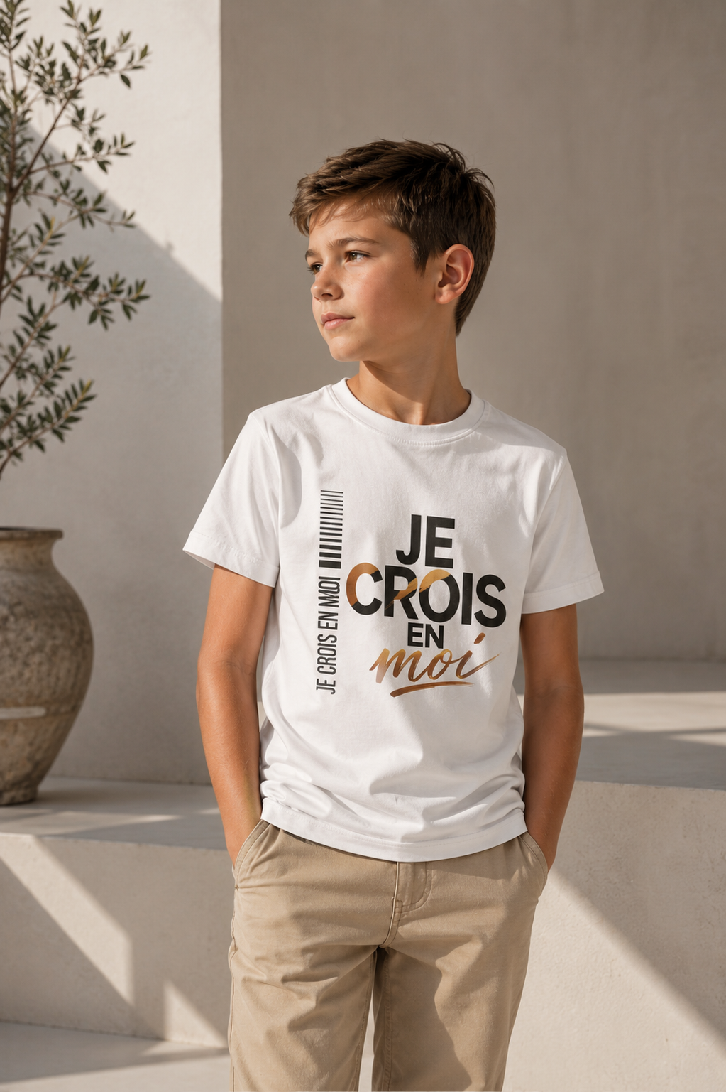 T-shirt enfant « Je crois en moi » – collection Élevé pour Briller.