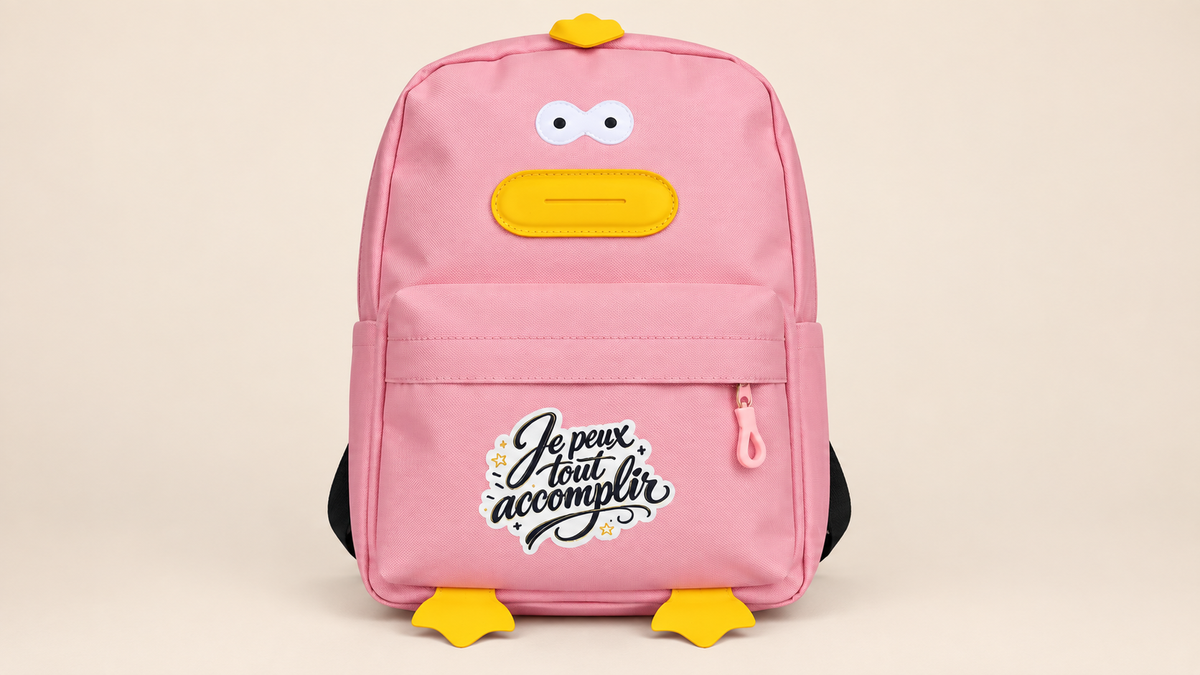 Sac à dos enfant canard – Message positif