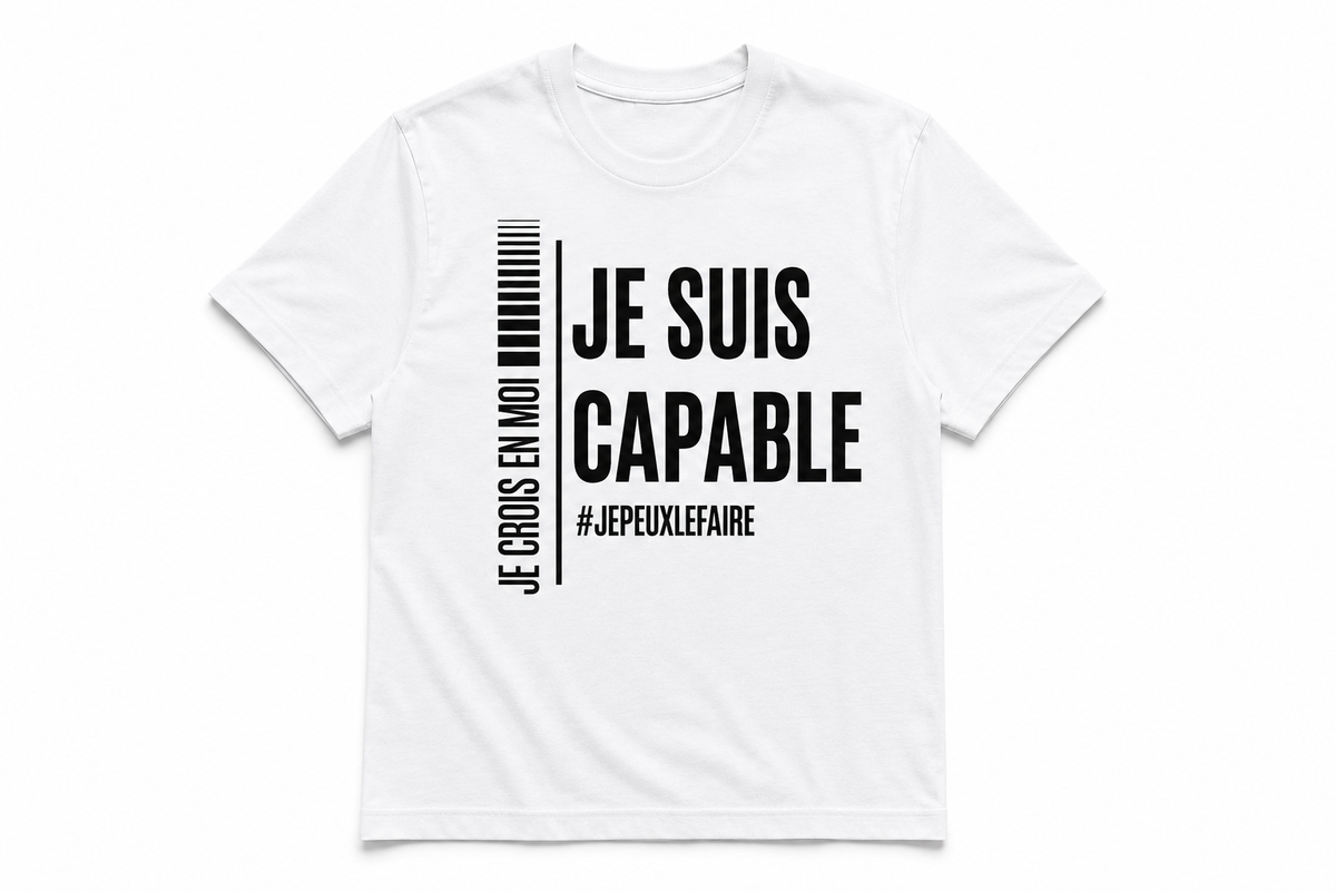 Design « Je suis capable » imprimé sur un t-shirt enfant